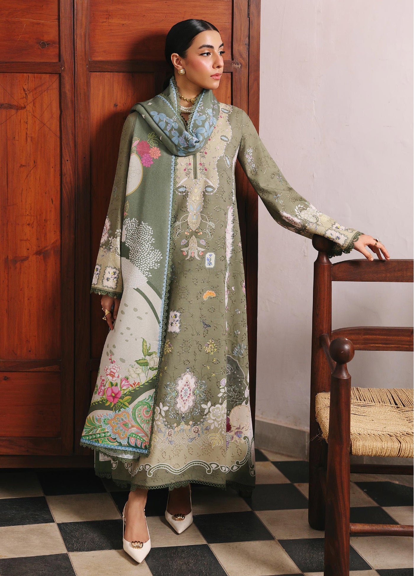 Qprints By Qalamkar Unstitched Linen Embroidered Digital Printed  3 Piece Suits QLM25PW QW-09 A Khanza - Winter Collection