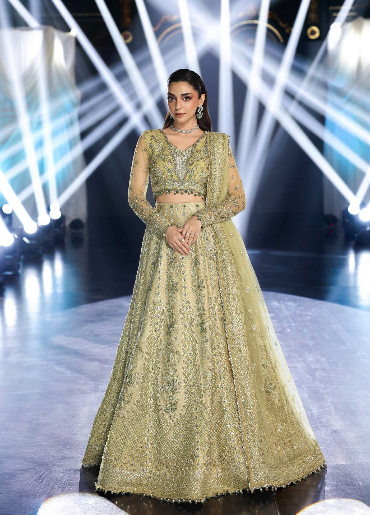 Stardom by Elaf Unstitched Luxury Formals Embroidered Net 3 Piece Suits  EL25SF D-ESH-07 Mint Majesty - Formal Collection