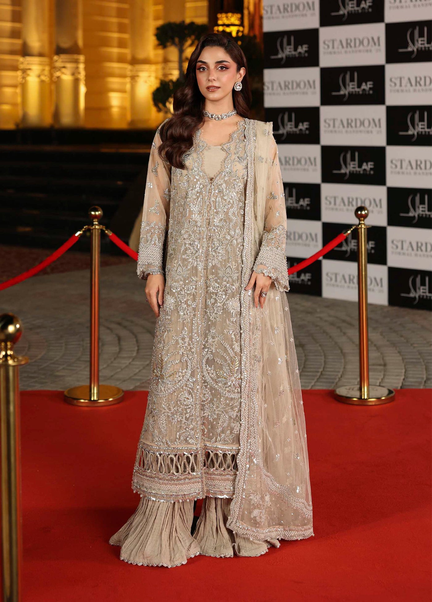 Stardom by Elaf Unstitched Luxury Formals Embroidered Organza 3 Piece Suits  EL25SF D-ESH-08 Star Dust - Formal Collection