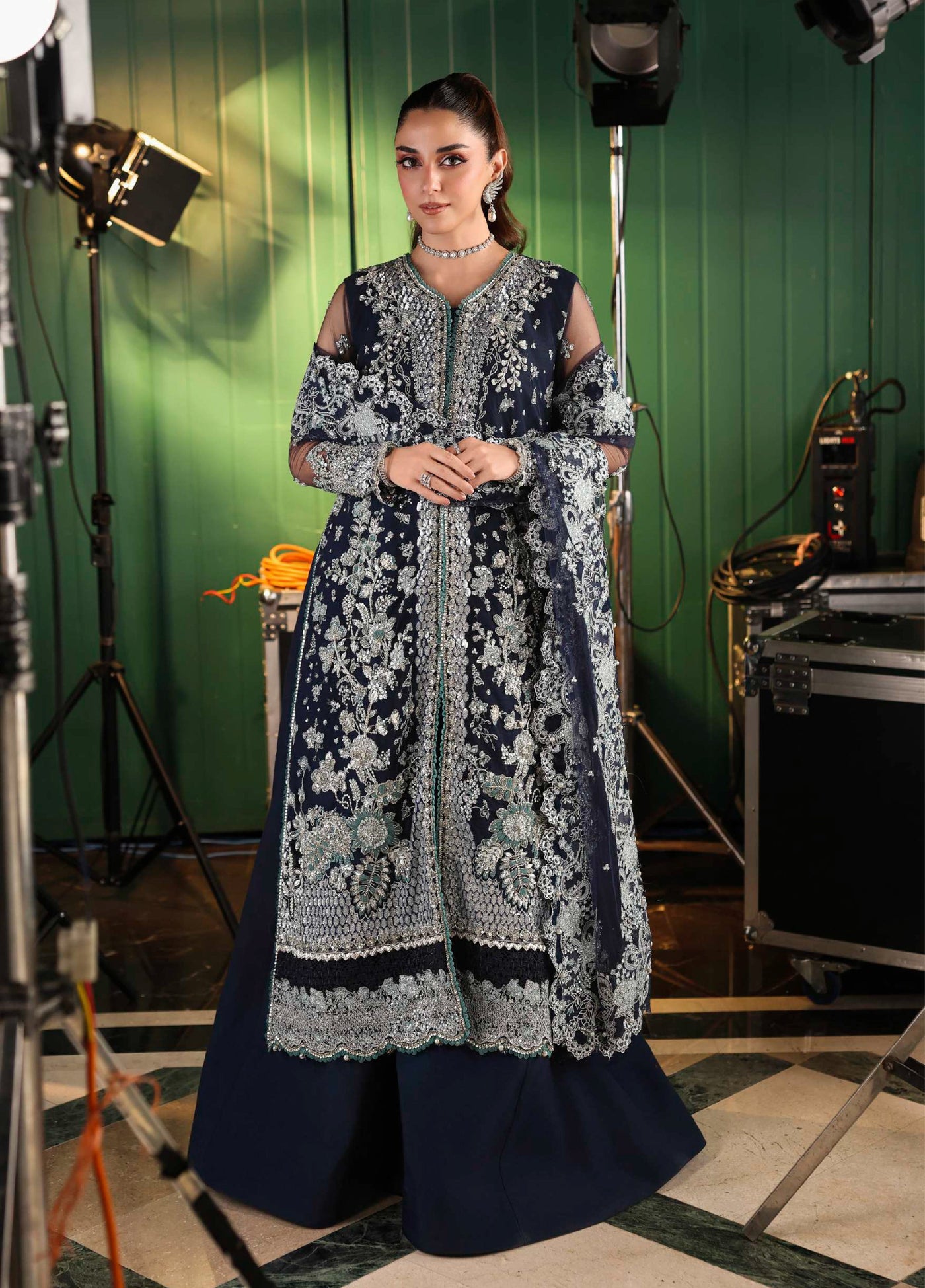 Stardom by Elaf Unstitched Luxury Formals Embroidered Net 3 Piece Suits  EL25SF D-ESH-06 Sky Fall - Formal Collection