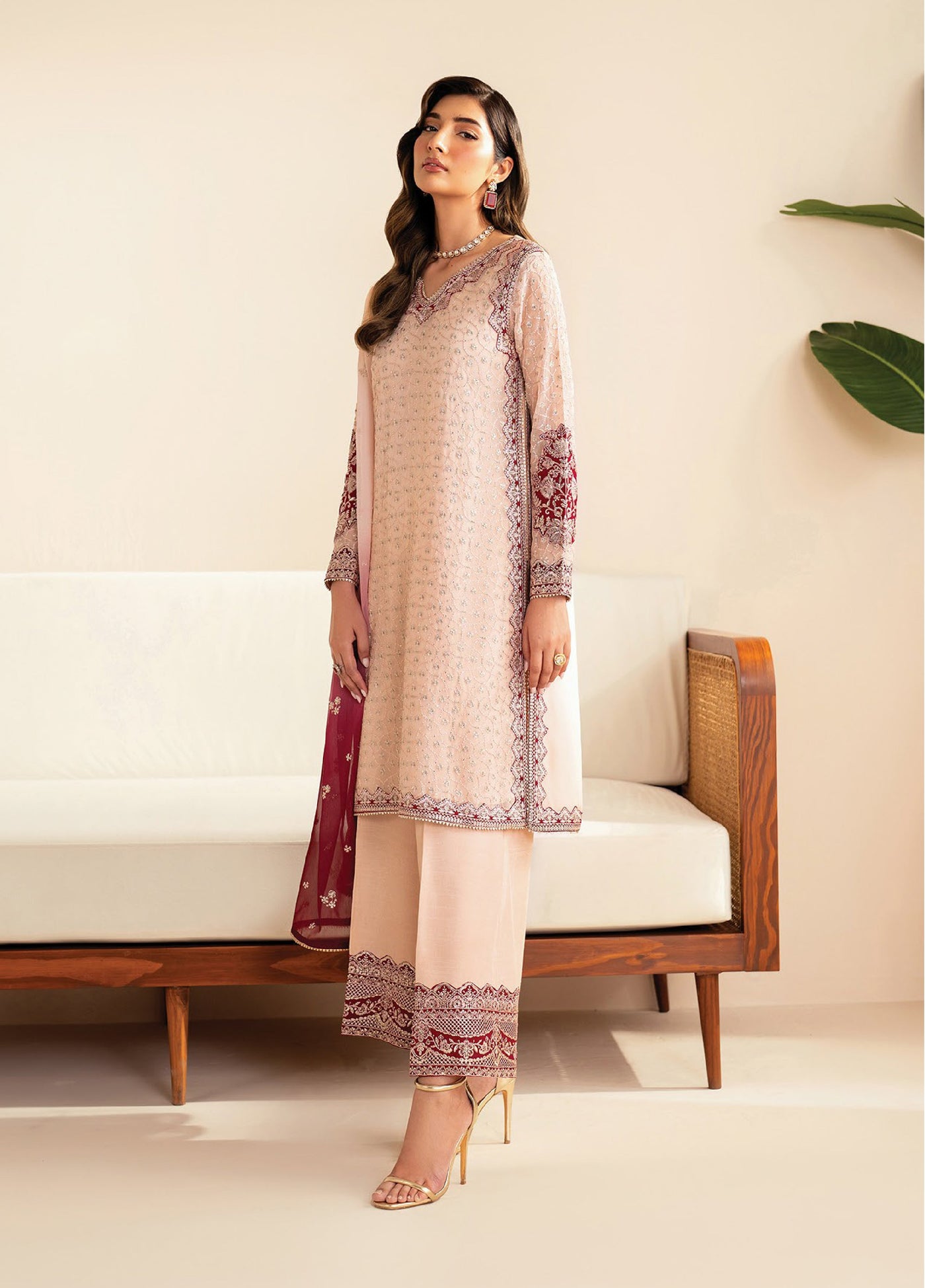 Xenia Formals Unstitched Embroidered Chiffon 3 Piece Suits XE25FU D-06 Tanim - Formal Collection