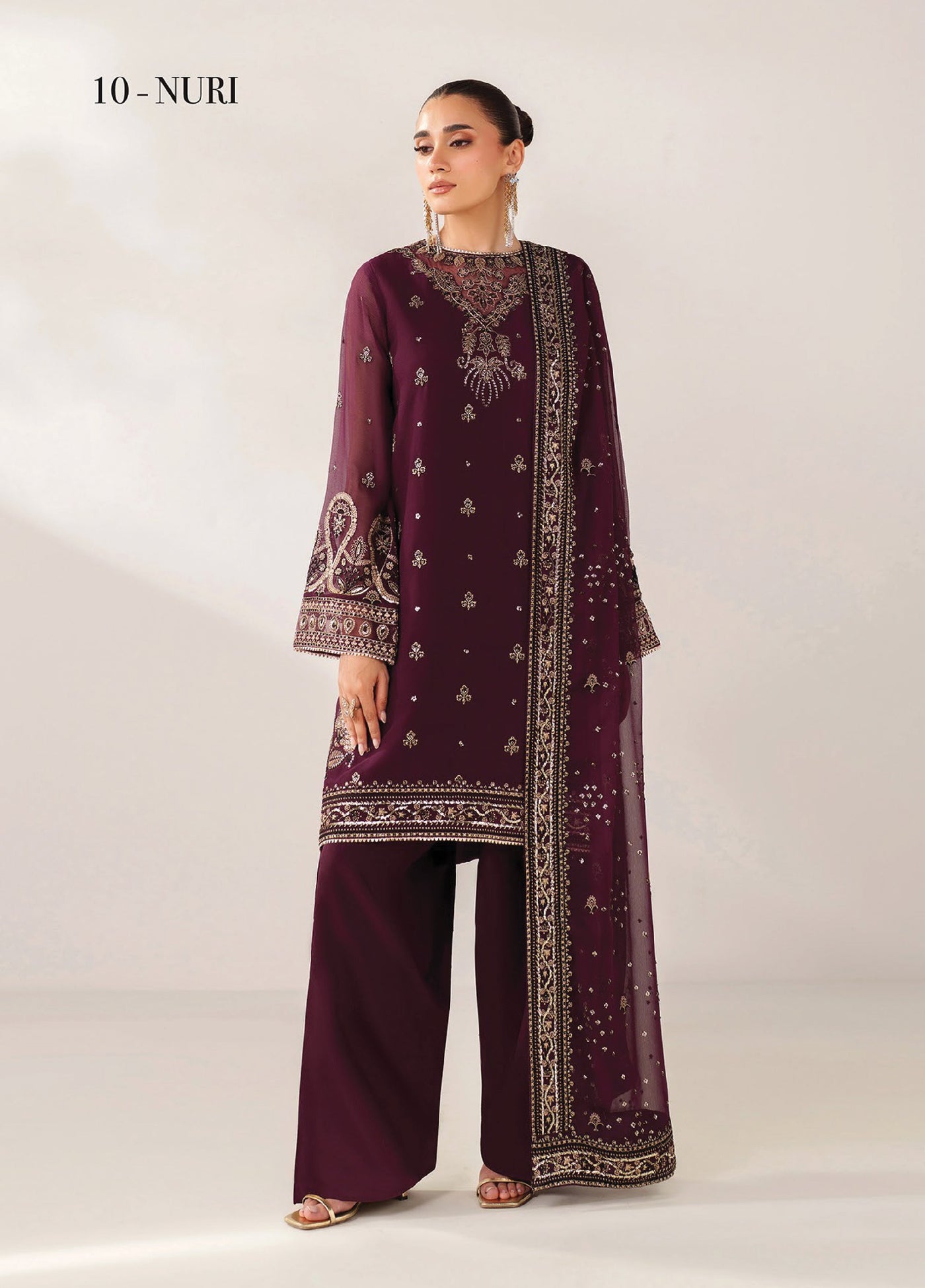 Xenia Formals Unstitched Embroidered Chiffon 3 Piece Suits XE25FU D-10 Nuri - Formal Collection
