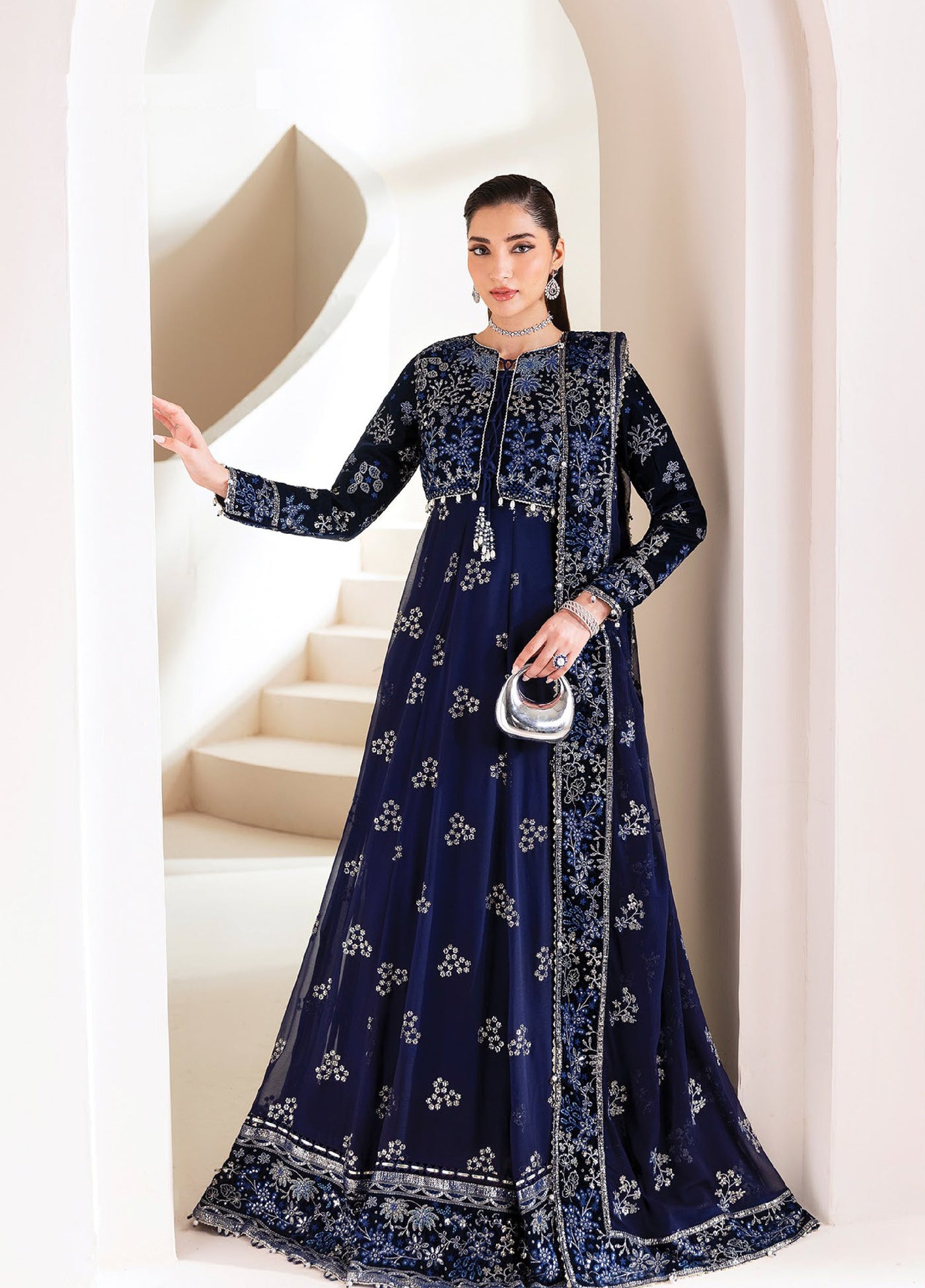 Xenia Formals Unstitched Embroidered Chiffon 3 Piece Suits XE25FU D-07 Maklina - Formal Collection