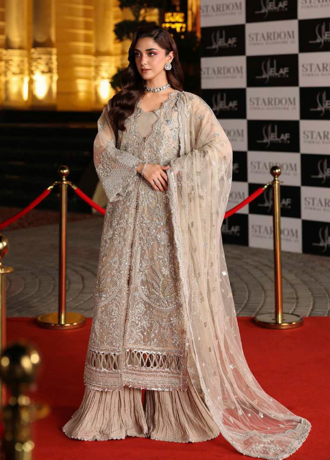 Stardom by Elaf Unstitched Luxury Formals Embroidered Organza 3 Piece Suits  EL25SF D-ESH-08 Star Dust - Formal Collection