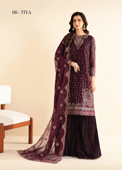 Xenia Formals Unstitched Embroidered Chiffon 3 Piece Suits XE25FU D-08 Tiya - Formal Collection