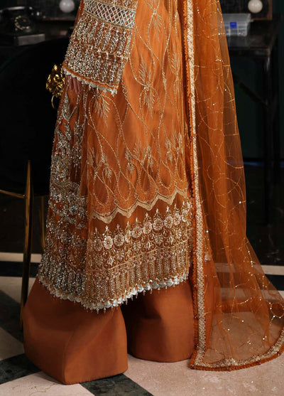 Stardom by Elaf Unstitched Luxury Formals Embroidered Net 3 Piece Suits  EL25SF D-ESH-09 Saffron - Formal Collection