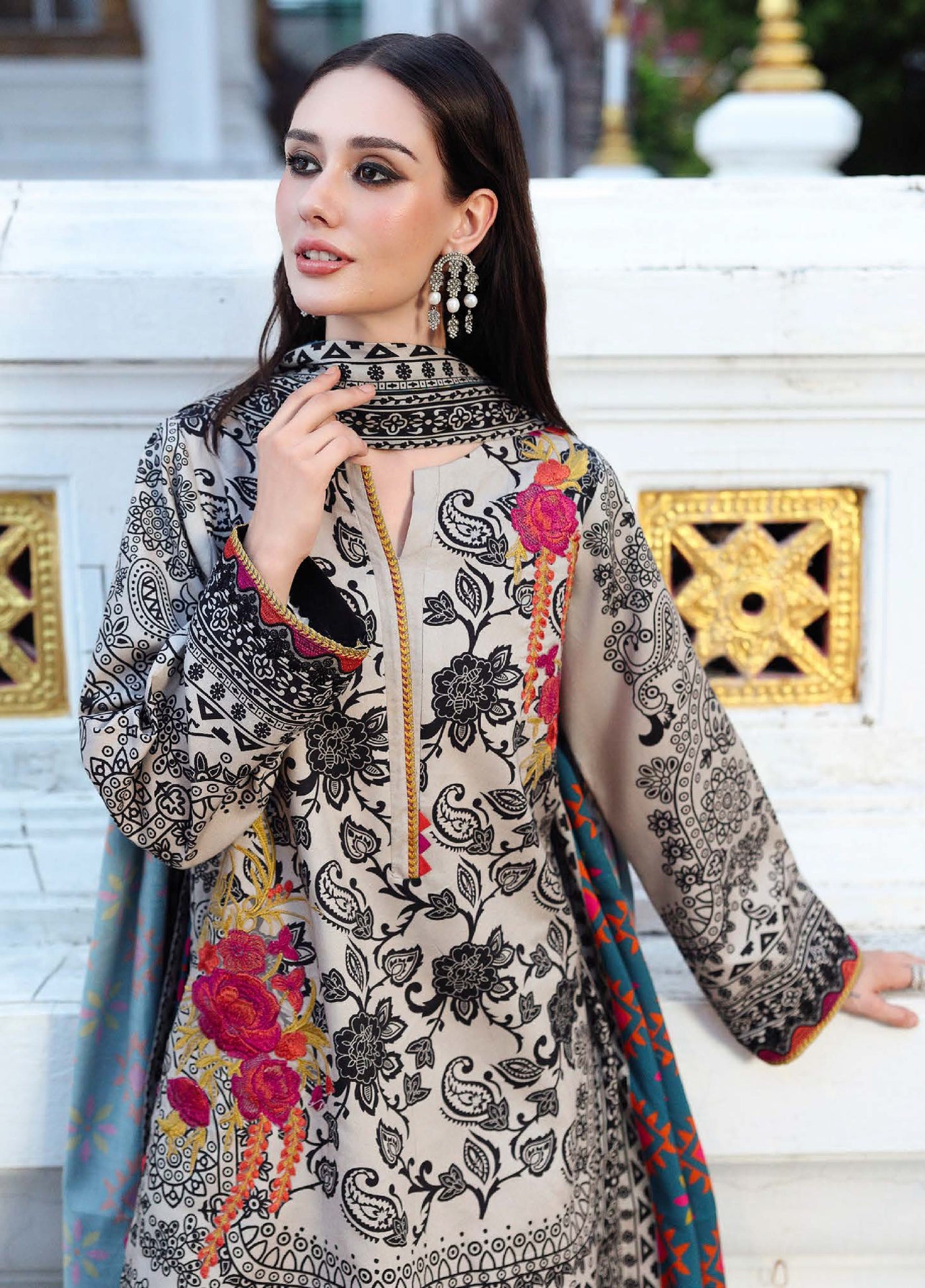 Combination by Charizma Unstitched Winter Collection Vol-02 Linen Printed 3 Piece Suits CZ25CW CCW6-19 - Winter Collection
