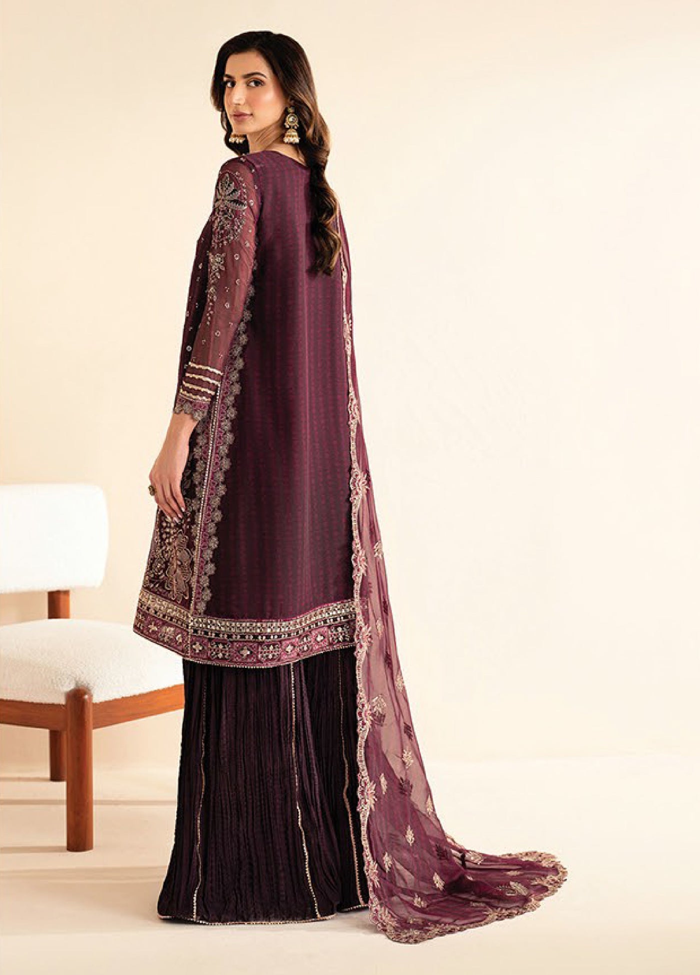 Xenia Formals Unstitched Embroidered Chiffon 3 Piece Suits XE25FU D-08 Tiya - Formal Collection