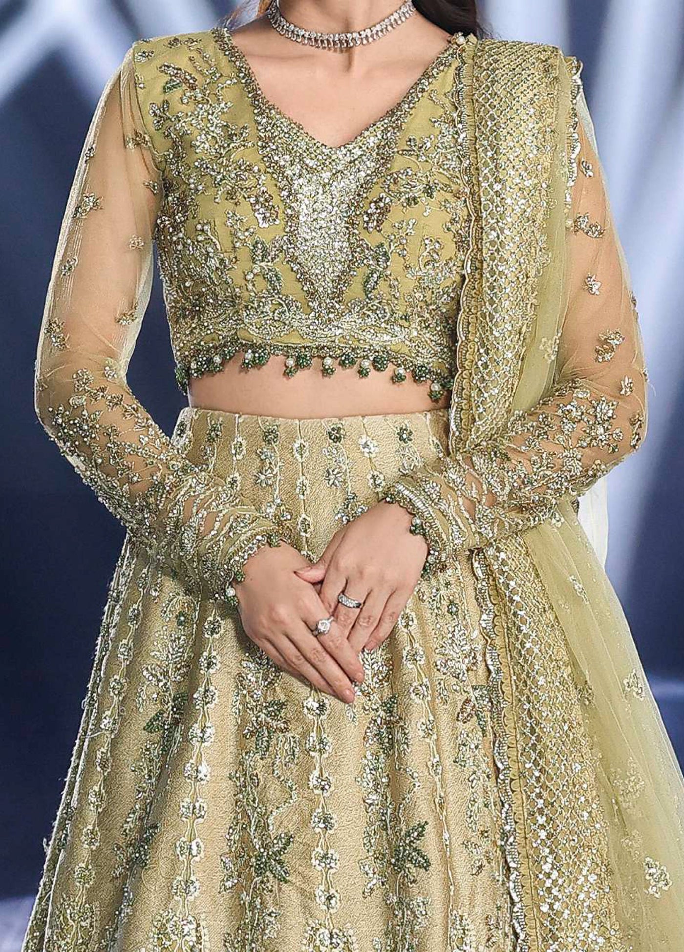 Stardom by Elaf Unstitched Luxury Formals Embroidered Net 3 Piece Suits  EL25SF D-ESH-07 Mint Majesty - Formal Collection