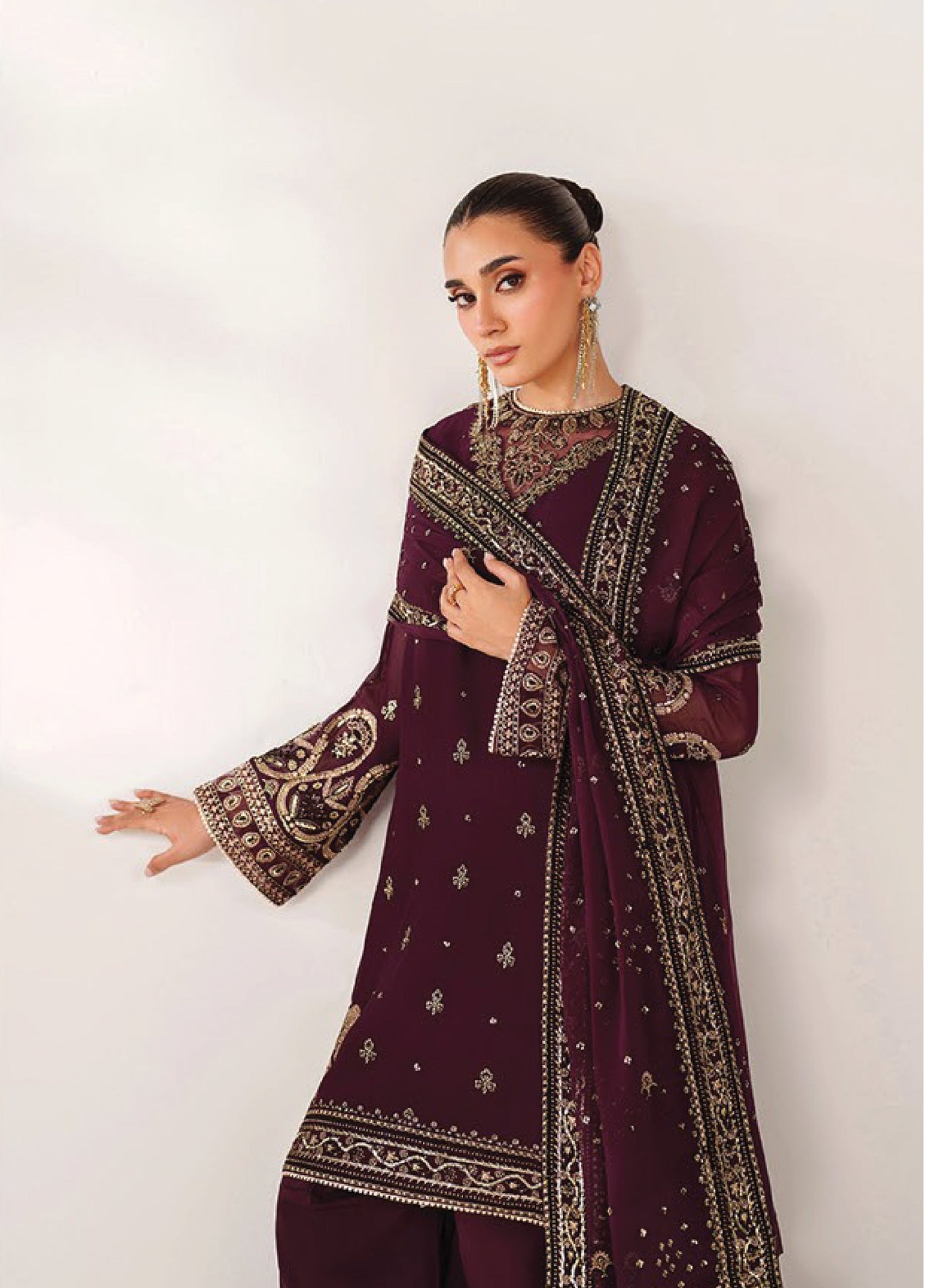 Xenia Formals Unstitched Embroidered Chiffon 3 Piece Suits XE25FU D-10 Nuri - Formal Collection