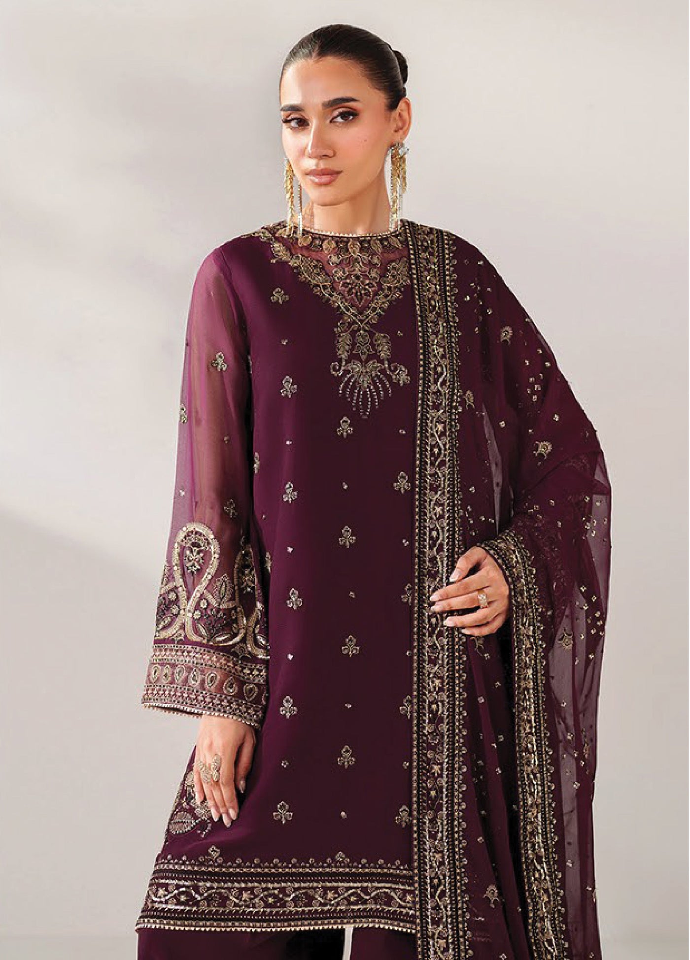 Xenia Formals Unstitched Embroidered Chiffon 3 Piece Suits XE25FU D-10 Nuri - Formal Collection