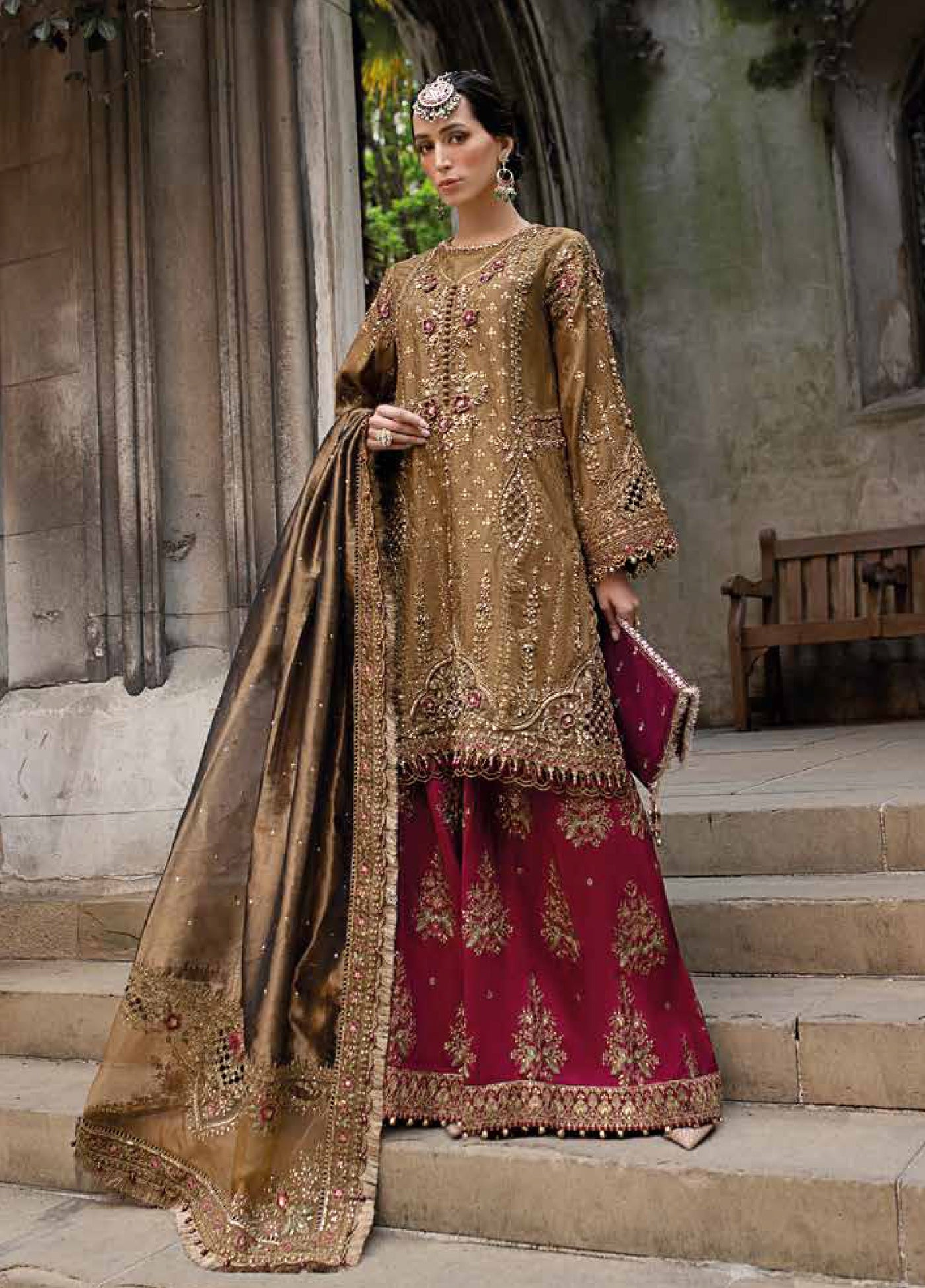 Soiree by Maria B Unstitched Raw Silk Embroidered Suits 3 Piece MB25SF D-4 - Formals Collection