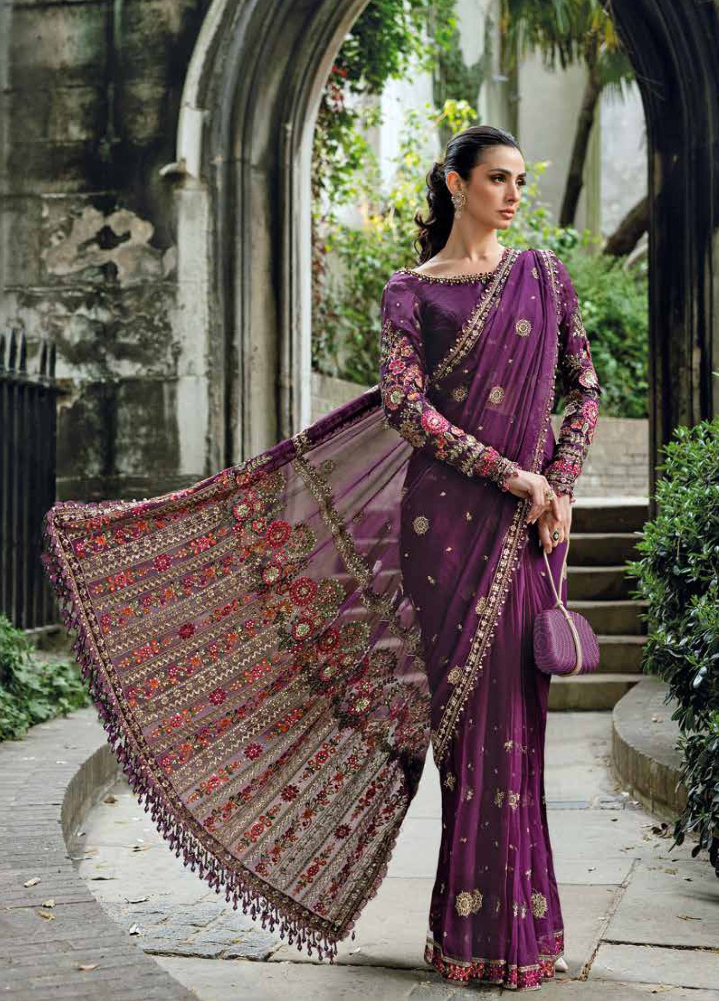 Soiree by Maria B Unstitched Raw Silk Embroidered Suits 3 Piece MB25SF D-1 - Formals Collection