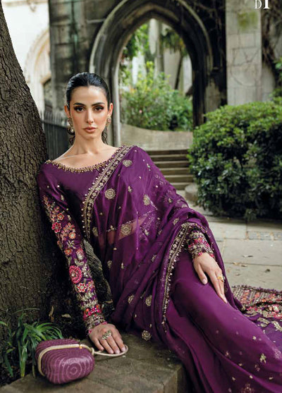 Soiree by Maria B Unstitched Raw Silk Embroidered Suits 3 Piece MB25SF D-1 - Formals Collection