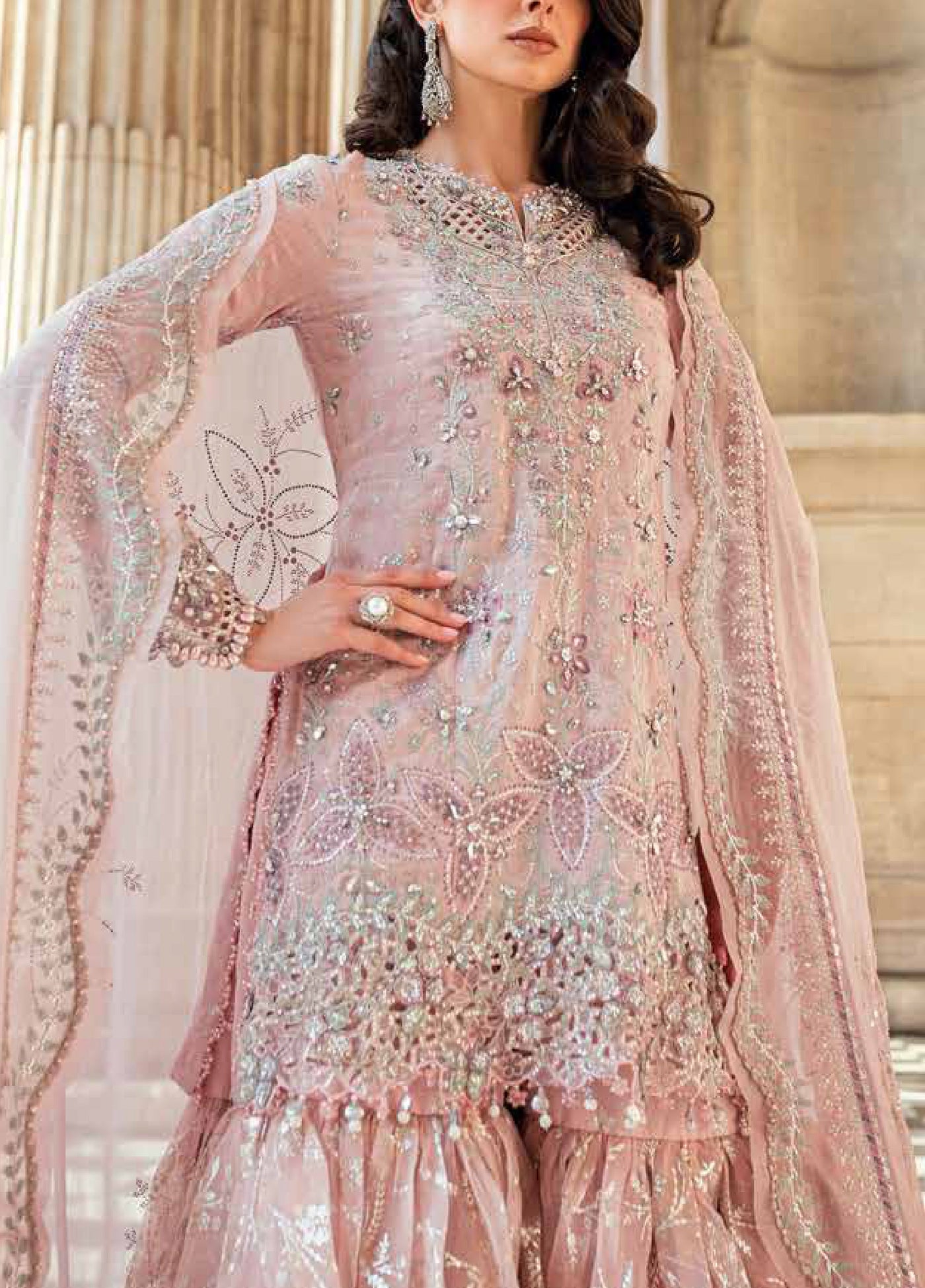 Soiree by Maria B Unstitched Raw Silk Embroidered Suits 3 Piece MB25SF D-5 - Formals Collection