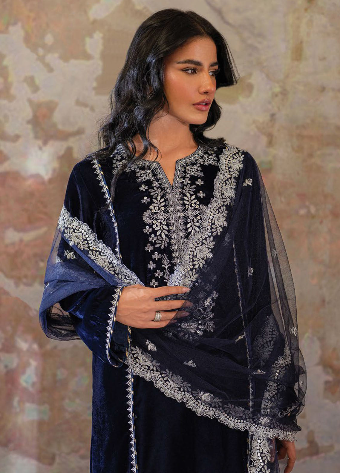 Velmor by Seran Unstitched Velvet Formal Collection 2024 Marine