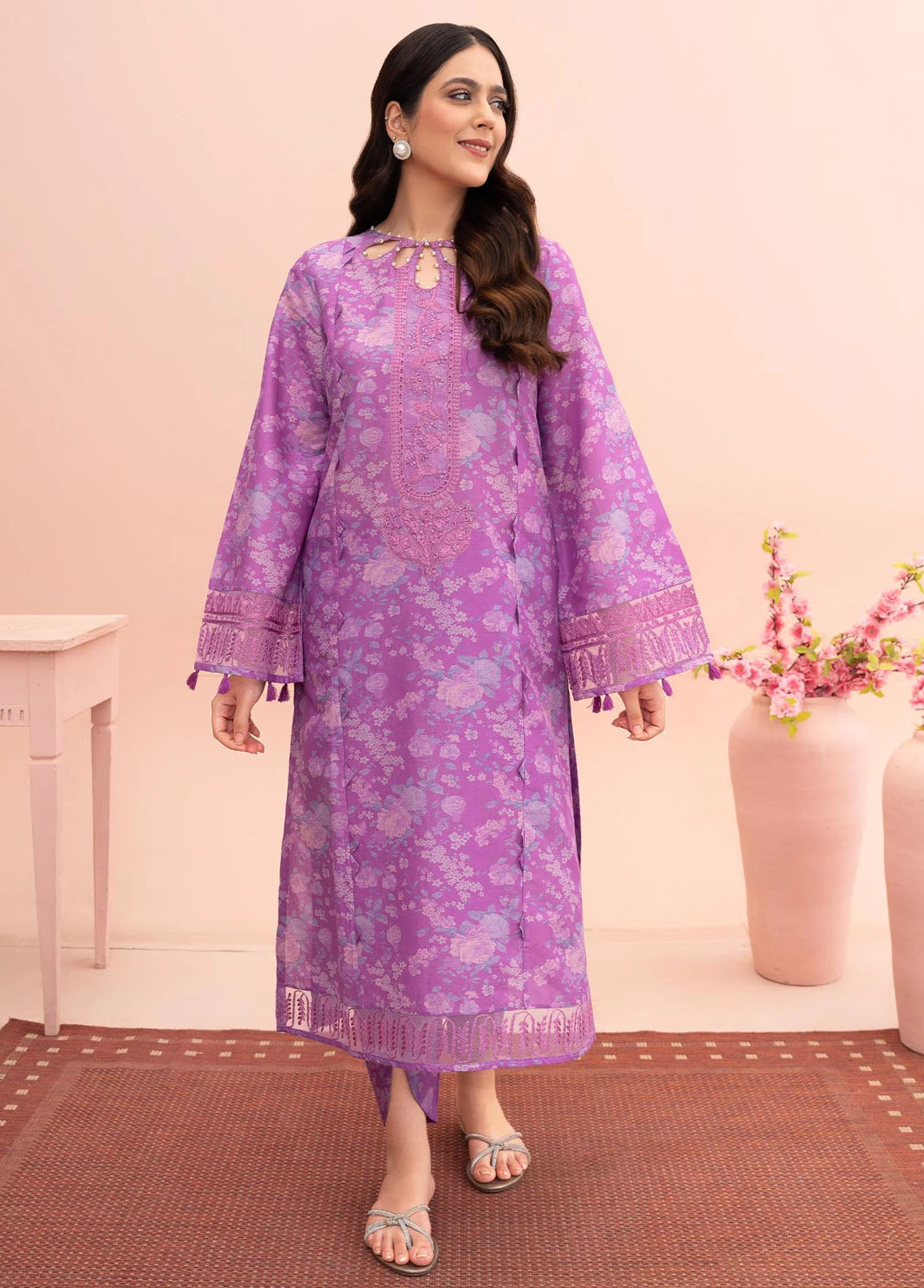 Vitalia Pret Embroidered Lawn 2 Piece Suit VP2P-SS23-702 Cattleya