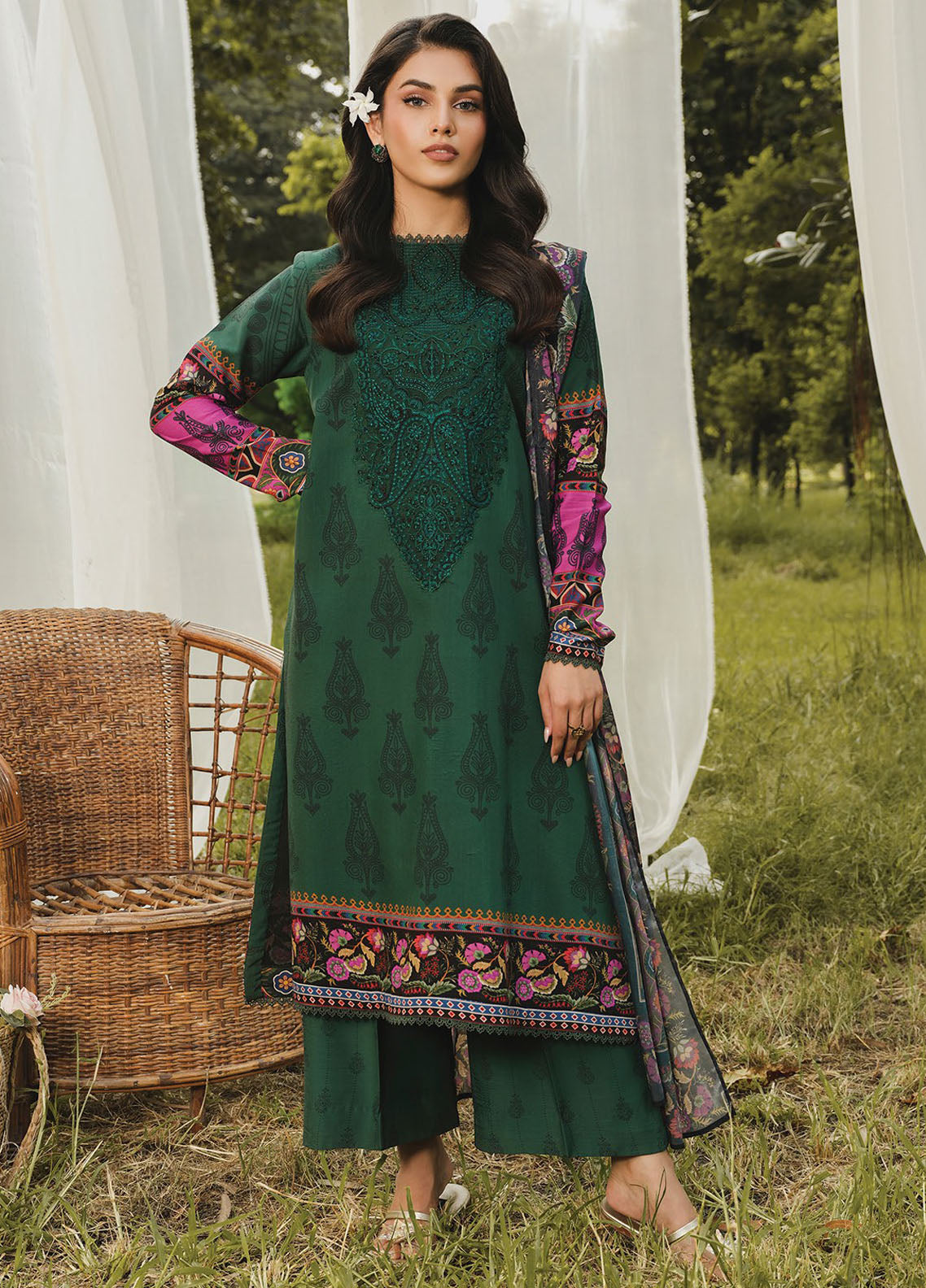 Whimsical By Xenia Embroidered Viscose Suit Unstitched 3 Piece ZE24W D-05 Sabah - Winter Collection