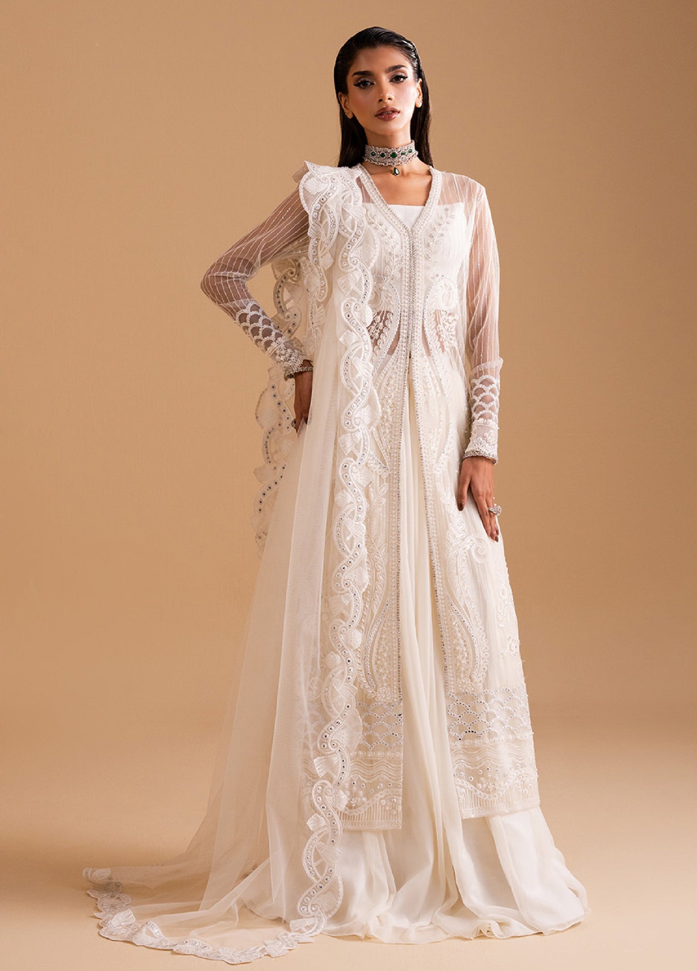 Afsanay by Zariya Luxury Embroidered Unstitched Chiffon 3 Piece Suits ZRY25LF D1 ZB50033 - Festive Collection