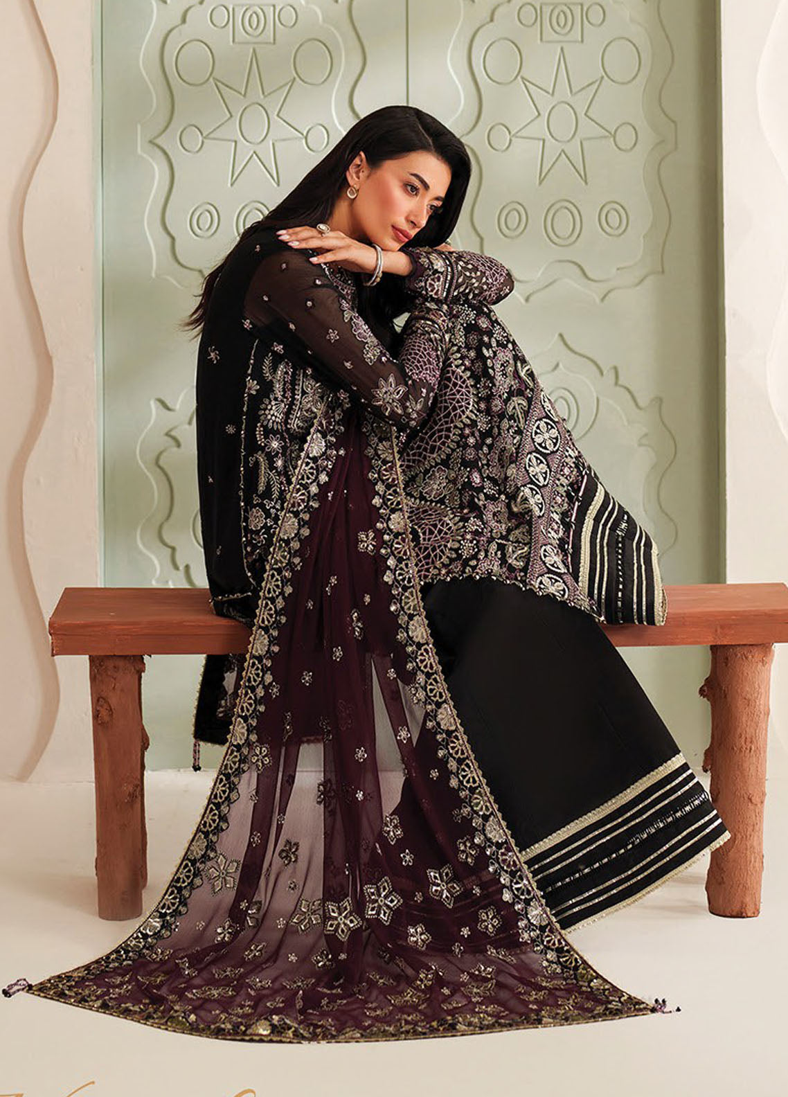 Xenia Embroidered Chiffon Suits Unstitched 3 Piece XE25NU D-01 Ayat