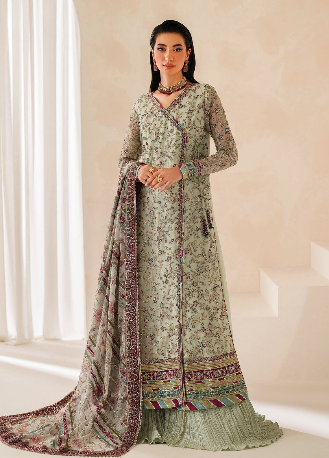 Xenia Embroidered Chiffon Suits Unstitched 3 Piece XE25NU D-04 Zaleh