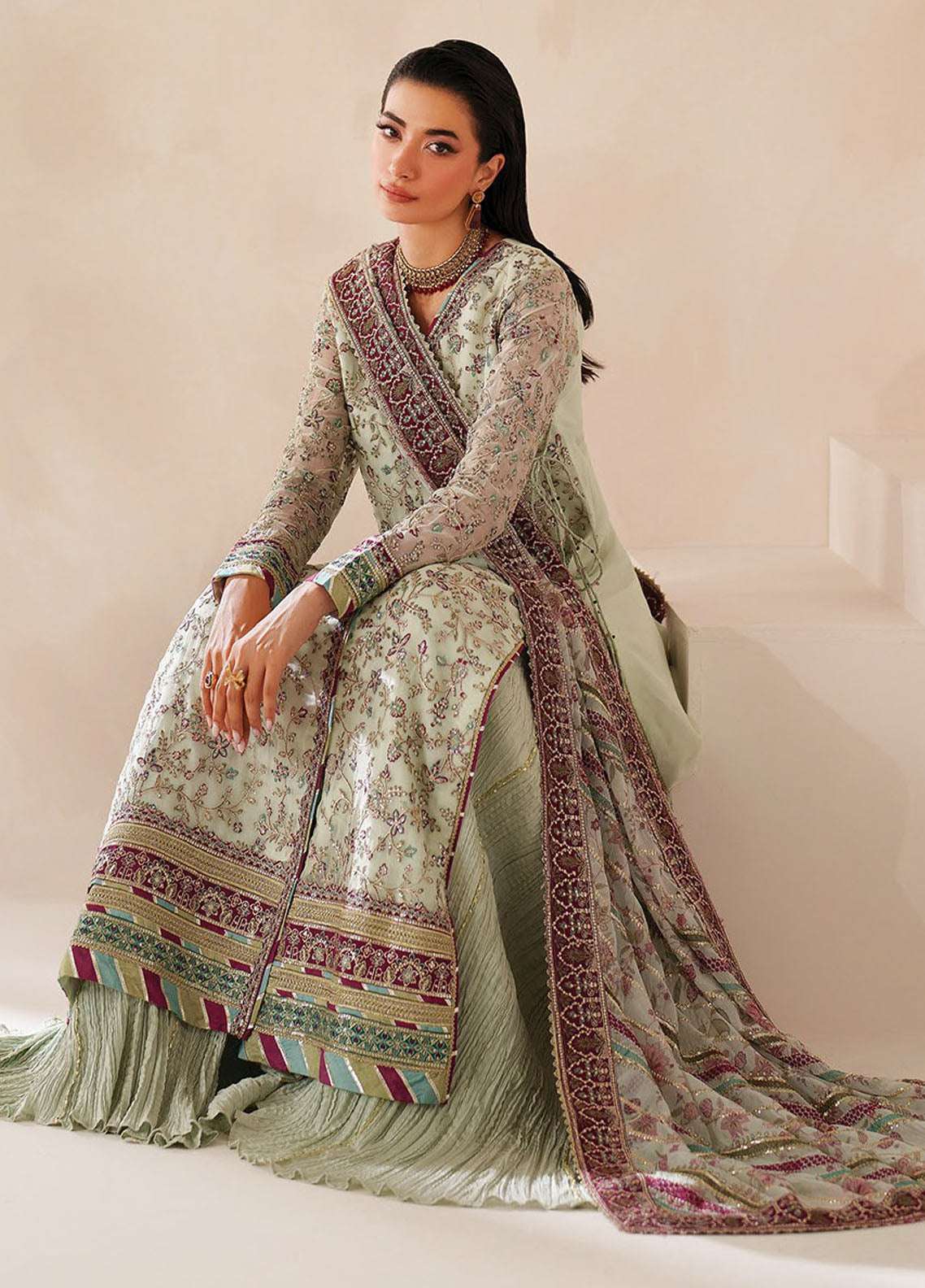 Xenia Embroidered Chiffon Suits Unstitched 3 Piece XE25NU D-04 Zaleh