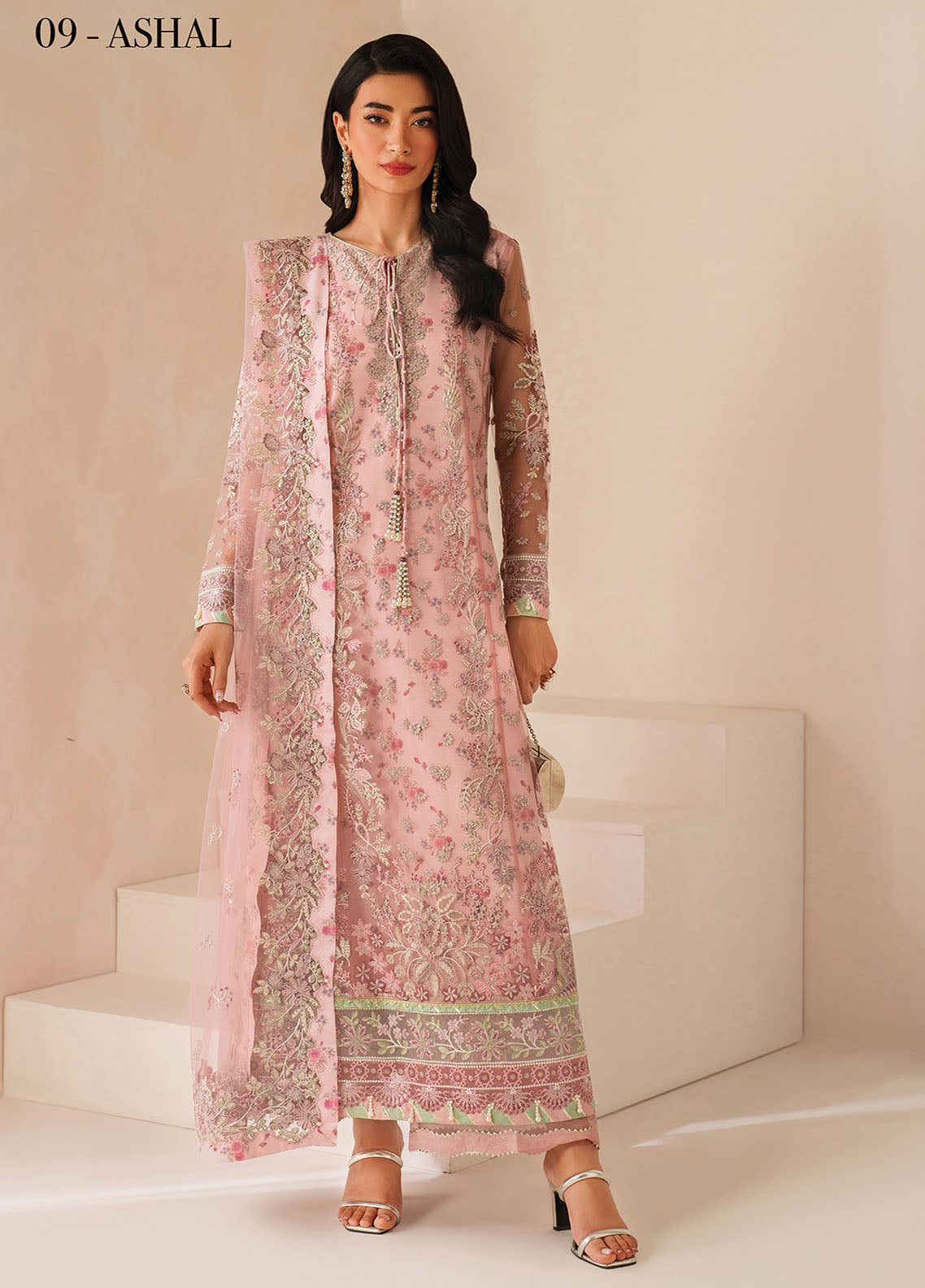 Xenia Embroidered Net Suits Unstitched 3 Piece XE25NU D-09 Ashal