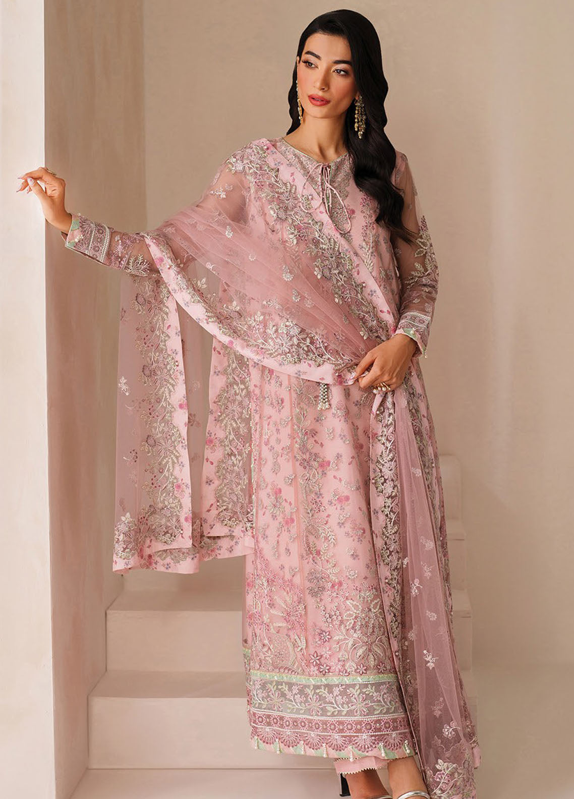 Xenia Embroidered Net Suits Unstitched 3 Piece XE25NU D-09 Ashal