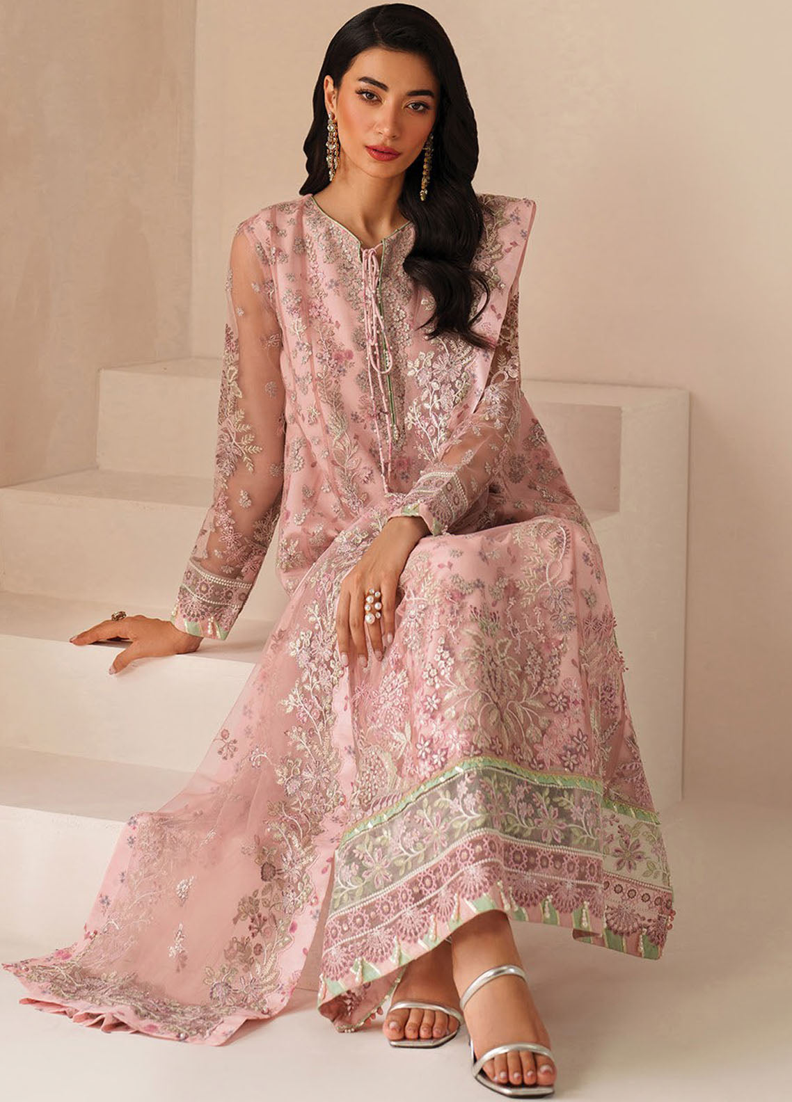 Xenia Embroidered Net Suits Unstitched 3 Piece XE25NU D-09 Ashal