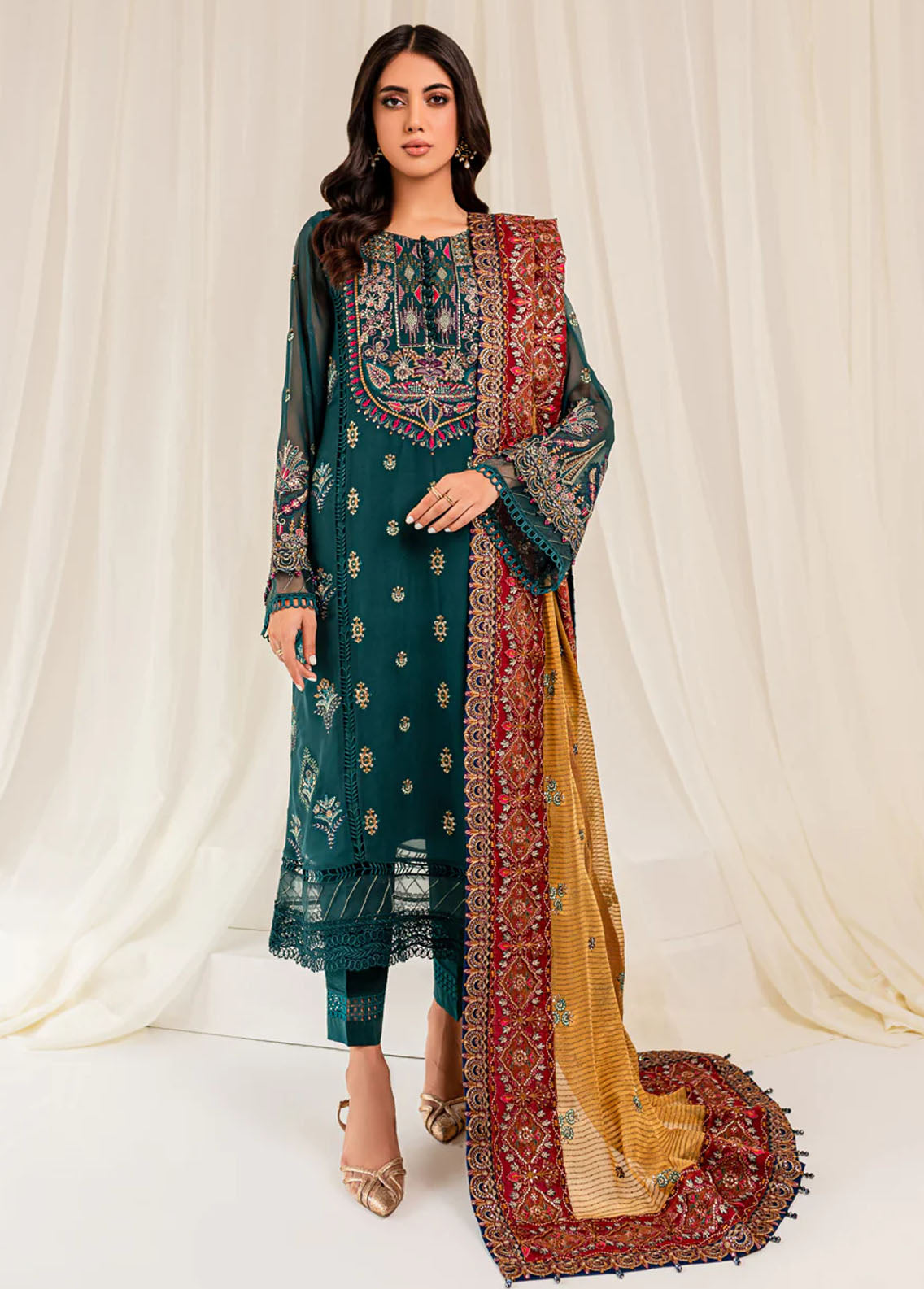 Xenia Formals Pret Embroidered Chiffon 3 Piece Suit Daneen