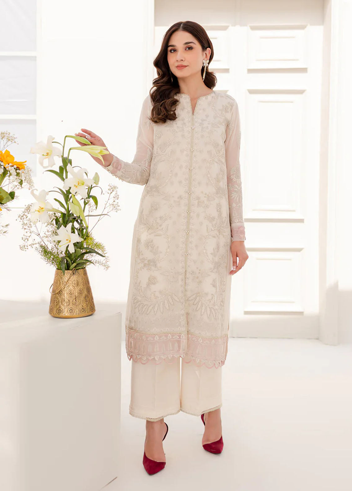 Xenia Formals Pret Embroidered Chiffon 3 Piece Suit Milos