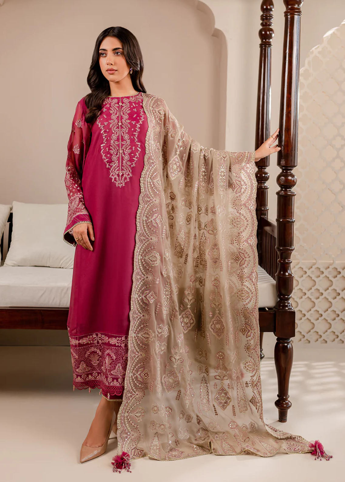 Xenia Formals Pret Embroidered Chiffon 3 Piece Suit XFR-23-561 AMMARA