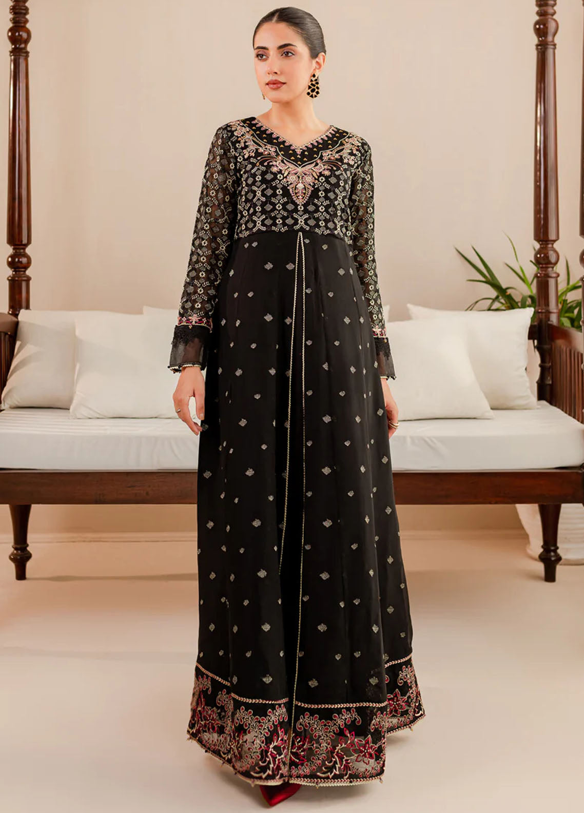 Xenia Formals Pret Embroidered Chiffon 2 Piece Suit XFR-23-570 Dahlia