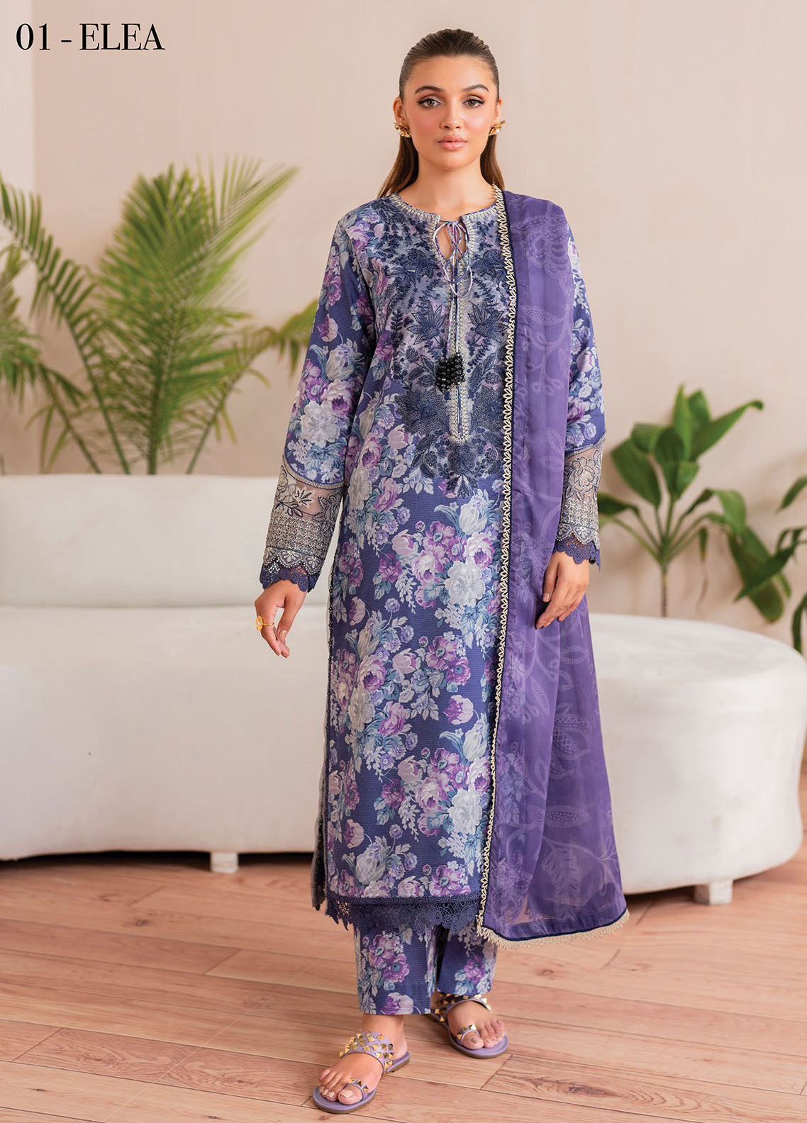 Xenia Printkari Unstitched Lawn Collection 2025 D-01 Elea