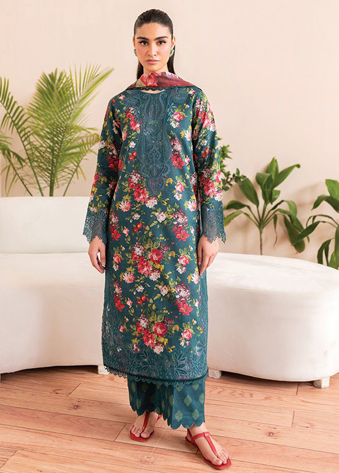 Xenia Printkari Unstitched Lawn Collection 2025 D-04 Koa