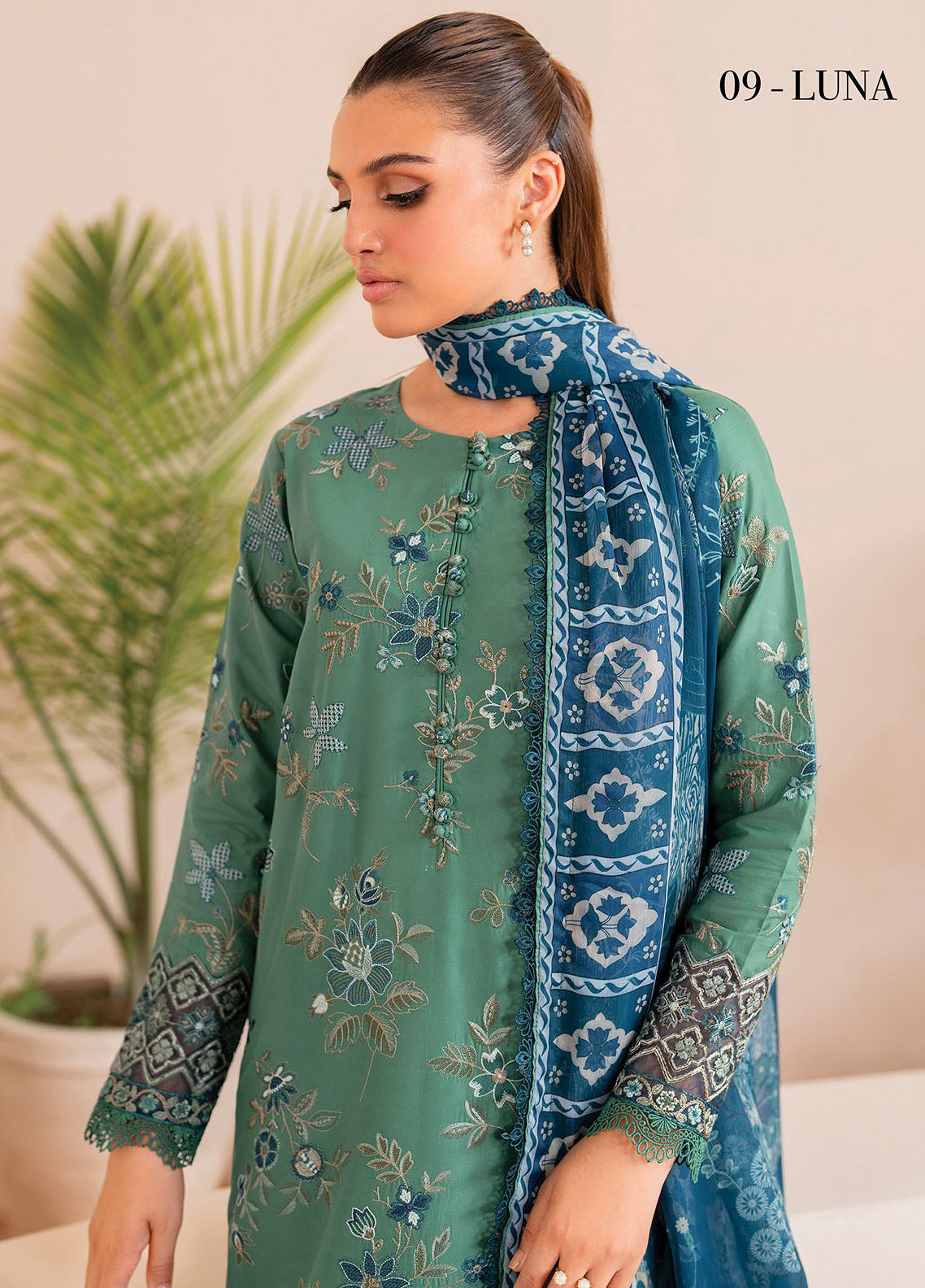 Xenia Printkari Unstitched Lawn Collection 2025 D-09 Luna