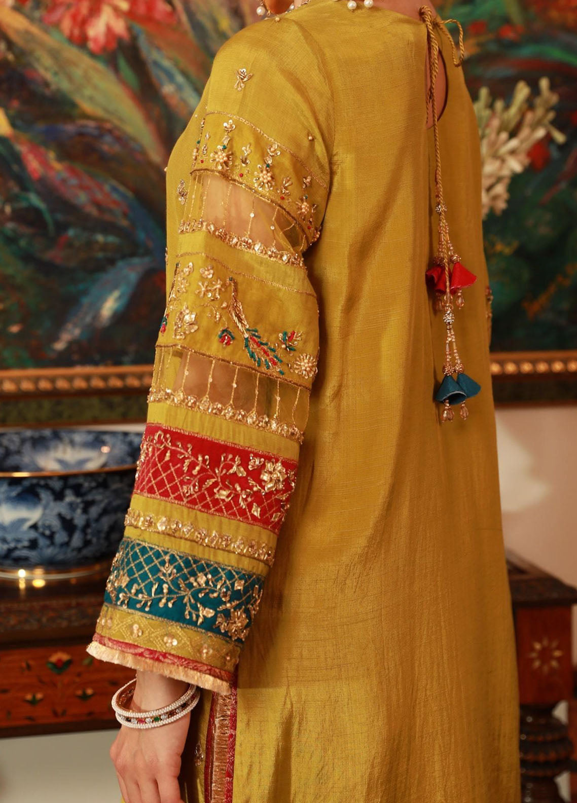 Zaaviay Pret Embroidered Raw Silk 3 Piece Suit Mehendi Ki Raat