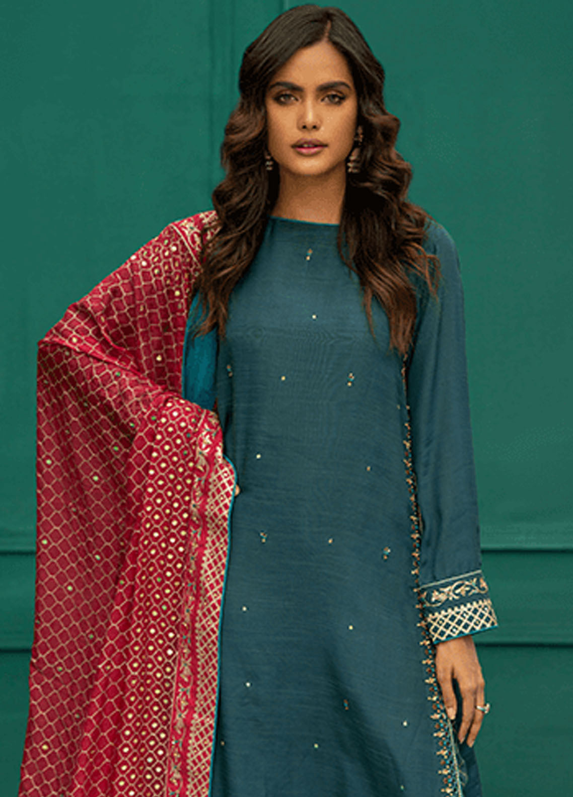 Zaaviay Pret Embroidered Raw Silk 3 Piece Suit Meraki