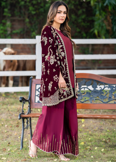 Zaib Un Nisa Pret Embroidered Raw Silk 3 Piece Suit Aroohi