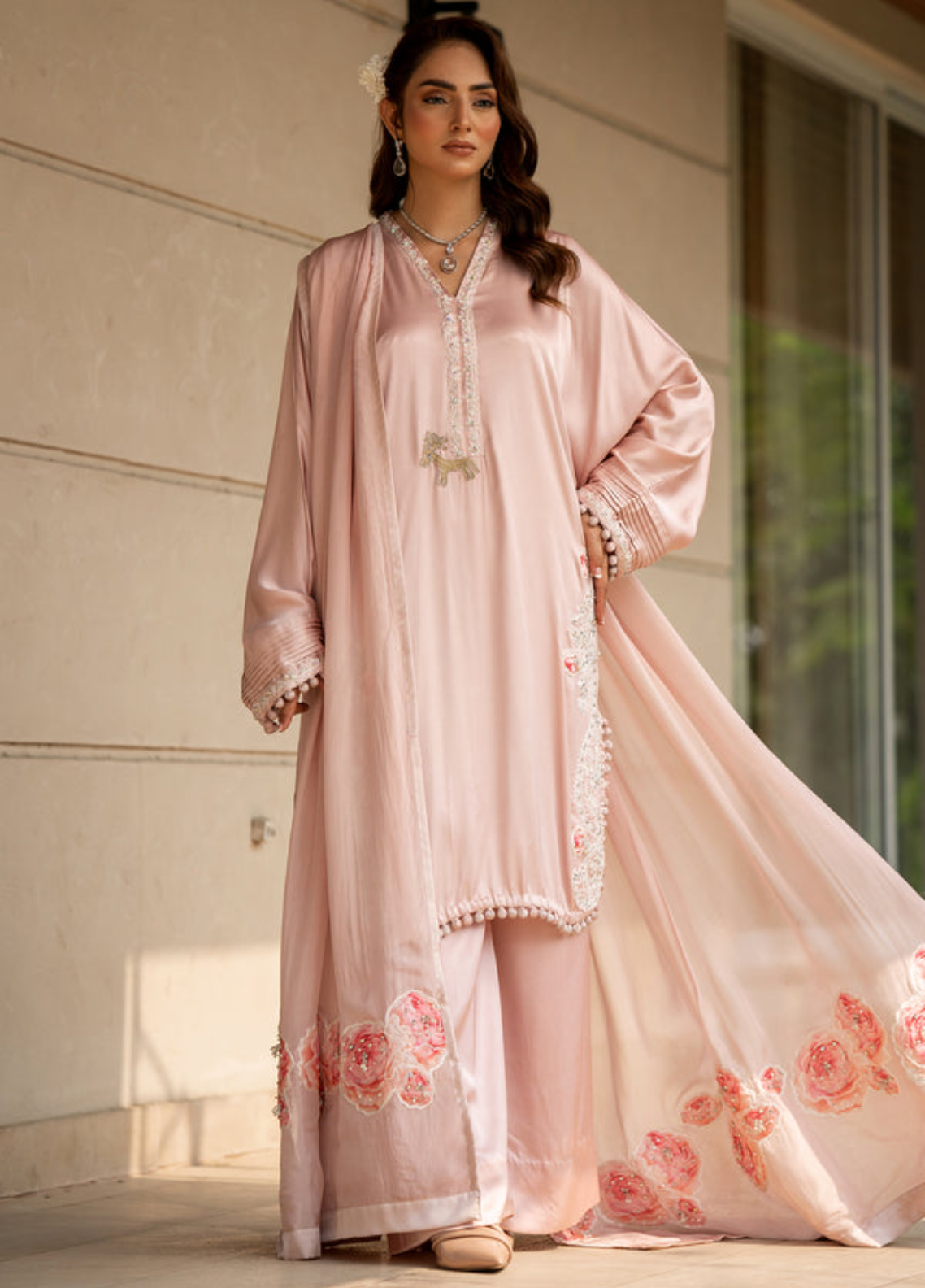 Zaib Un Nisa Pret Embroidered Silk 3 Piece Suit Floral