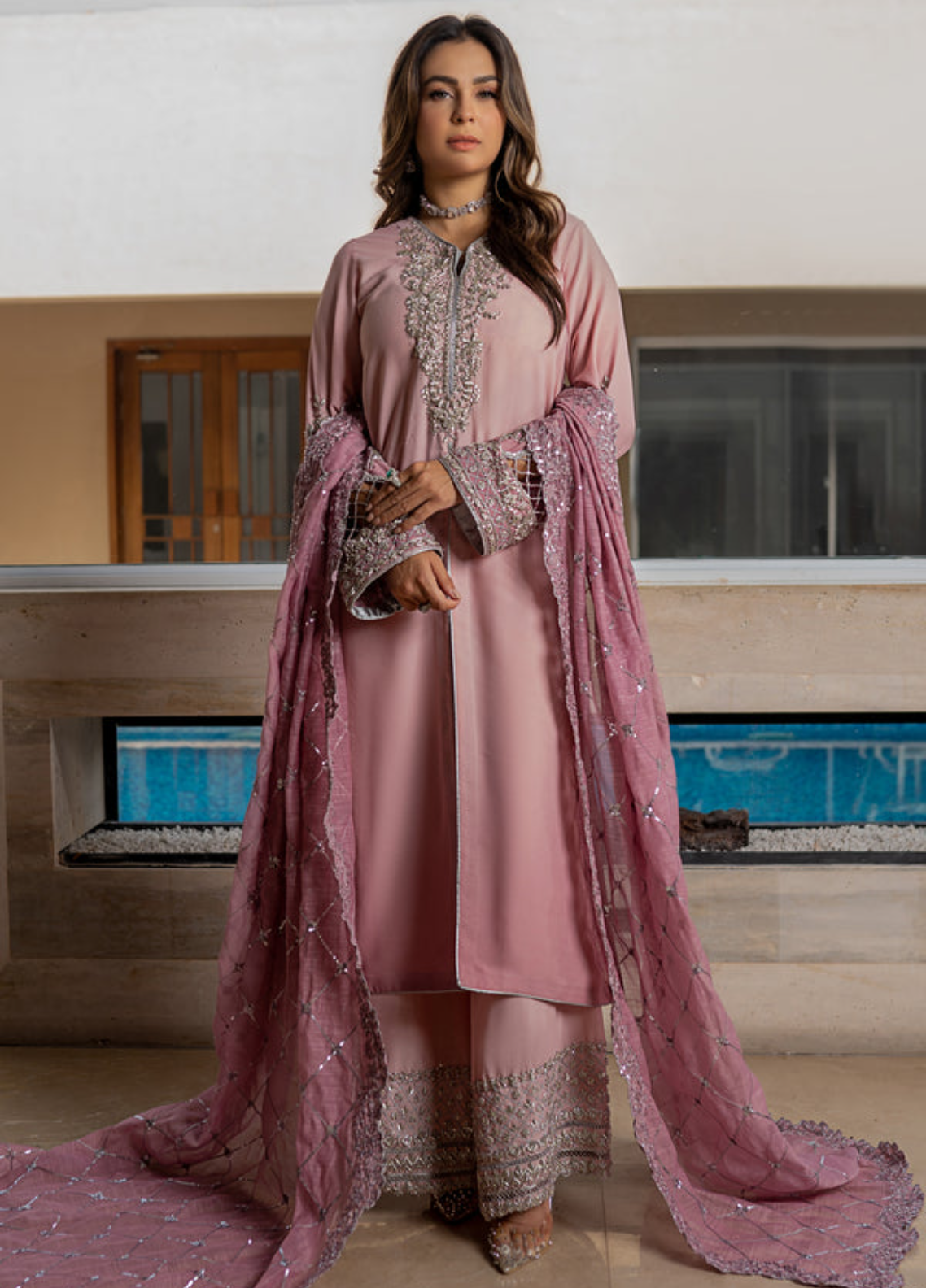 Zaib Un Nisa Pret Embroidered Silk 3 Piece Suit Mayal