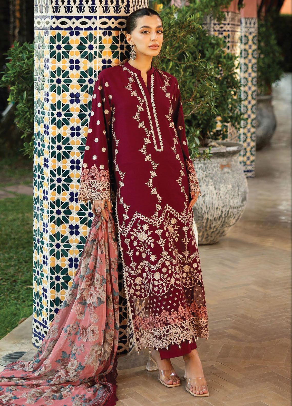 Zainab Chottani Embroidered Chikankari Suits Unstitched 3 Piece D2B Izrah