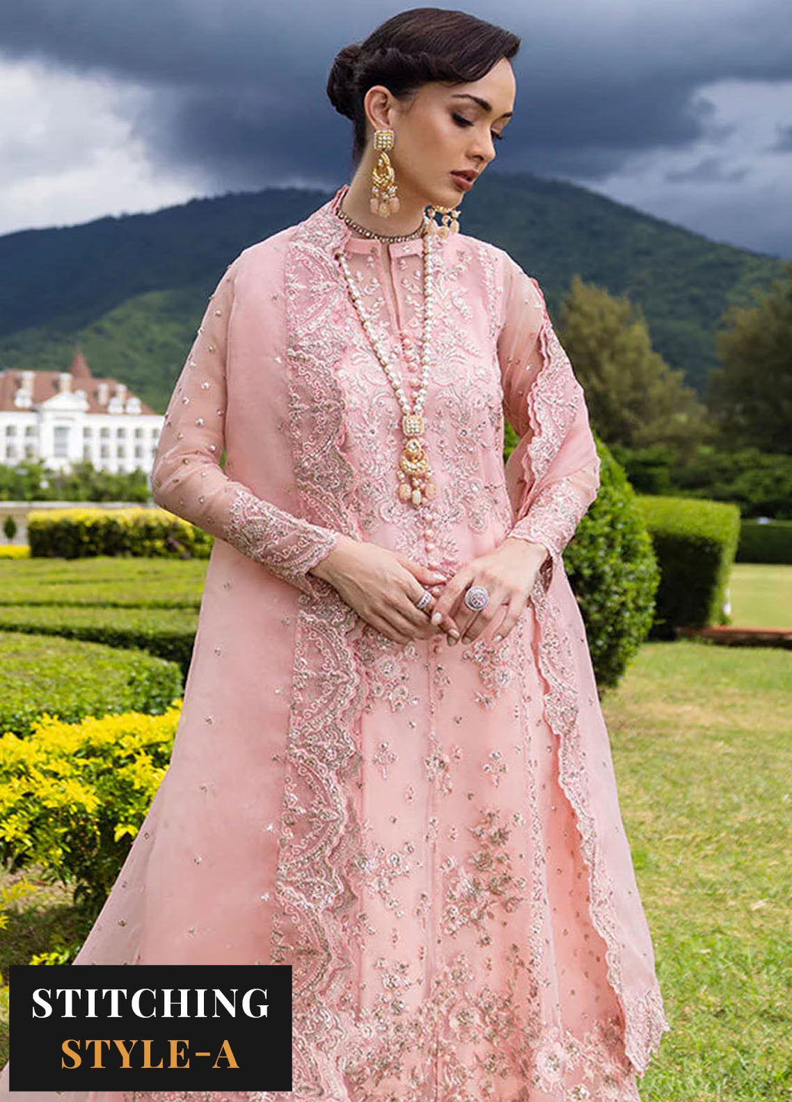 Zainab Chottani Embroidered Organza Suits Unstitched 3 Piece ZC24WF D-03 Rosea - Wedding Collection