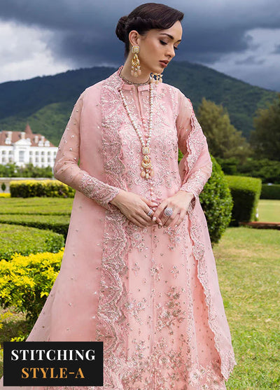 Zainab Chottani Embroidered Organza Suits Unstitched 3 Piece ZC24WF D-03 Rosea - Wedding Collection