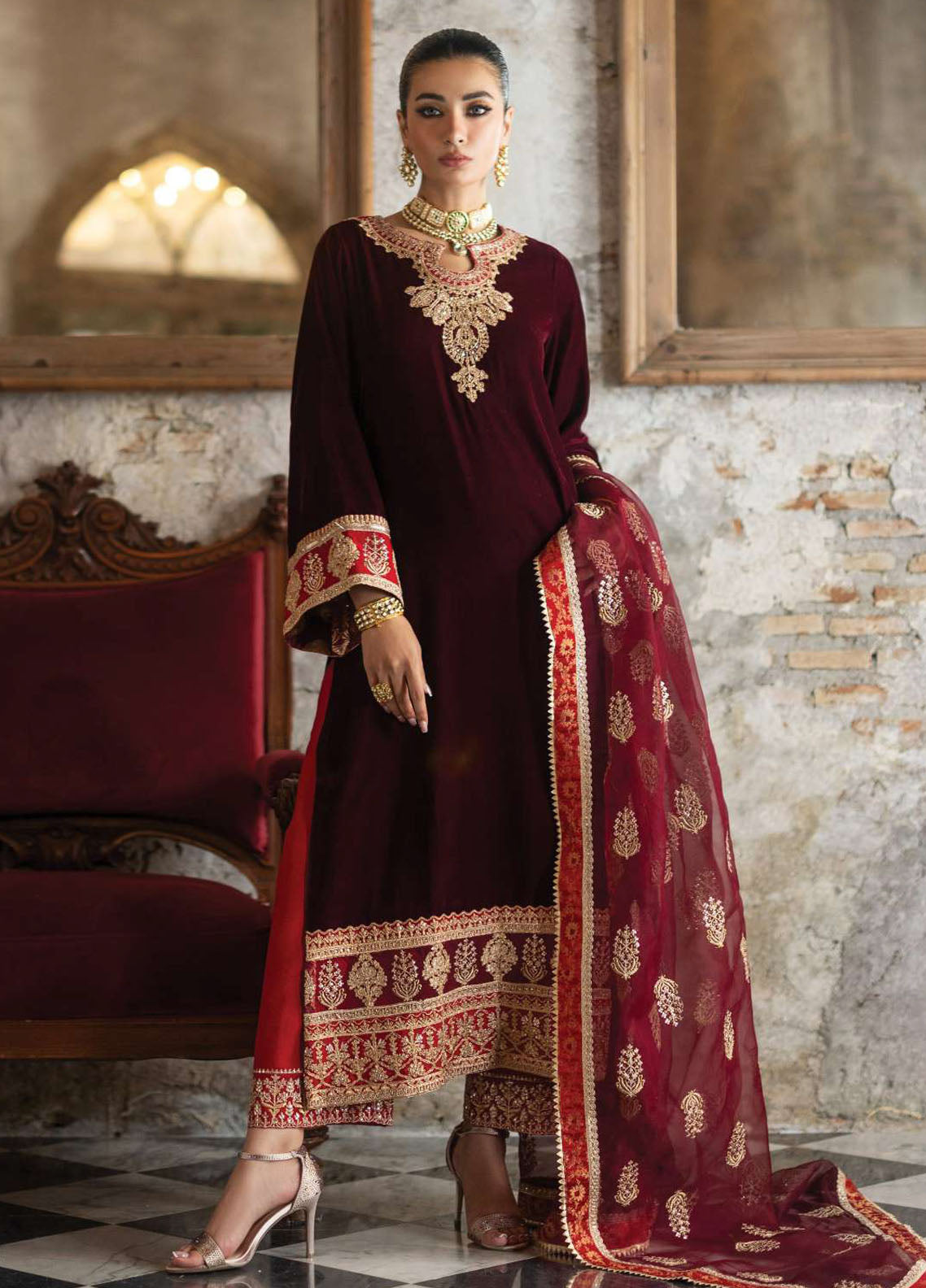 Zainab Chottani Unstitched Velvet Collection 2024 D-07 Neesa