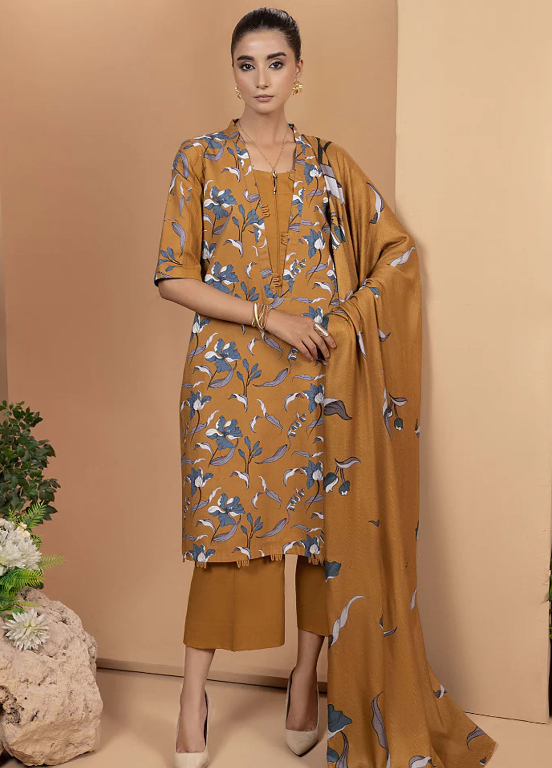 Zara By Humdum Unstitched Khaddar Collection 2024 D-08