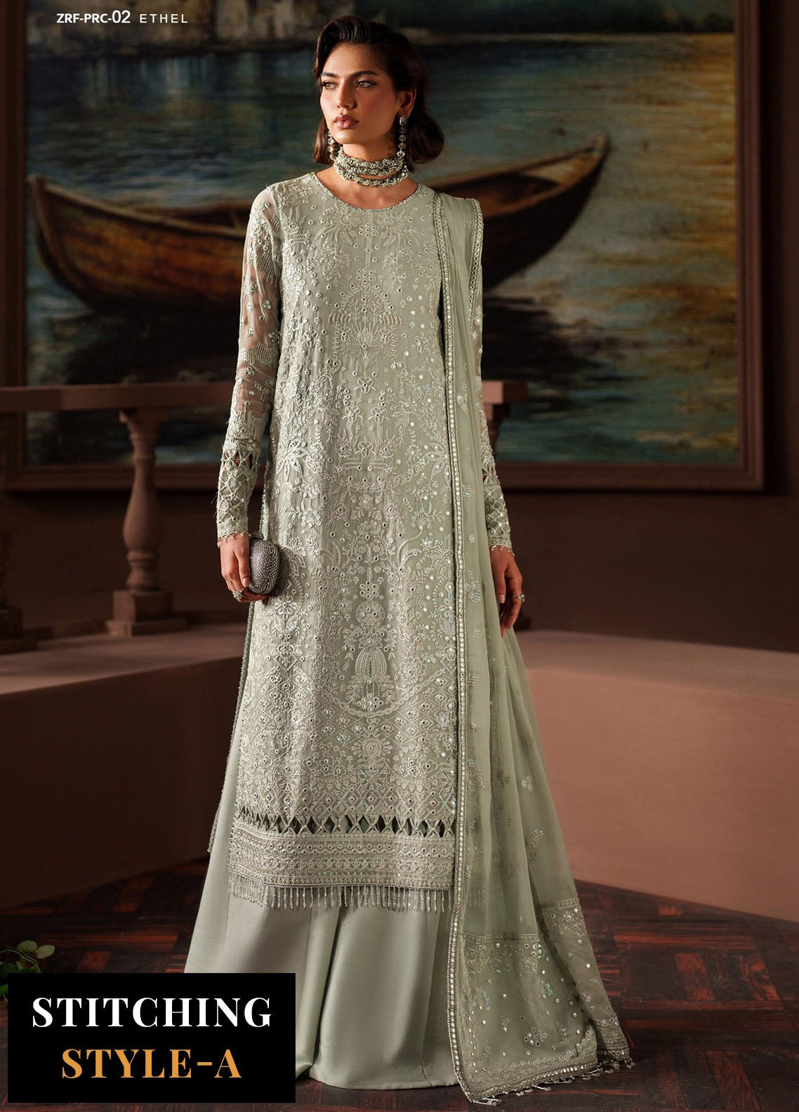 Zarif Embroidered Chiffon Suits Unstitched 3 Piece ZAF25PC Prc-02 Ethel