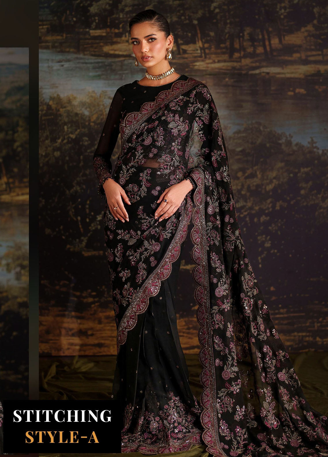 Zarif Embroidered Chiffon Suits Unstitched 3 Piece ZAF25PC Prc-04 Victoria