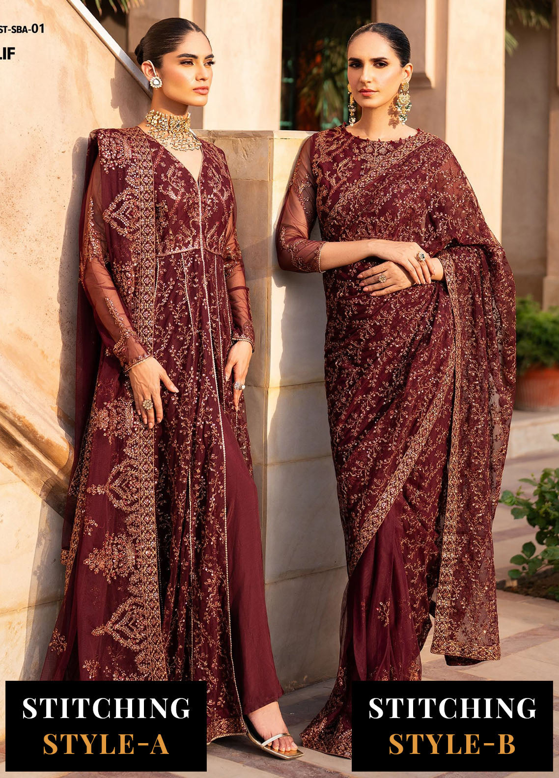 Zarif Embroidered Net Suits Unstitched 3 Piece ZF25SN SBA-01 Elif - Formals Collection