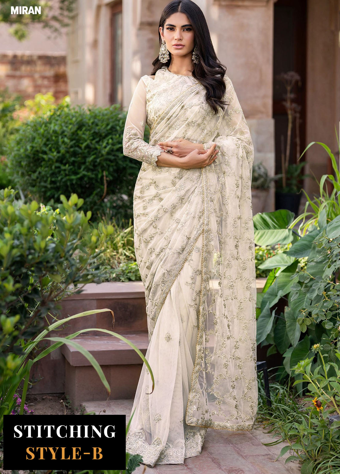 Zarif Embroidered Net Suits Unstitched 3 Piece ZF25SN SBA-02 Miran - Formals Collection